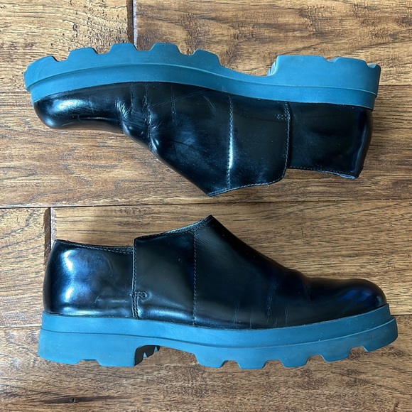 Camper Shoes - Camper Neuman Black Smooth Leather Lug Sole Formal Shoes Loafers 90s Size 40